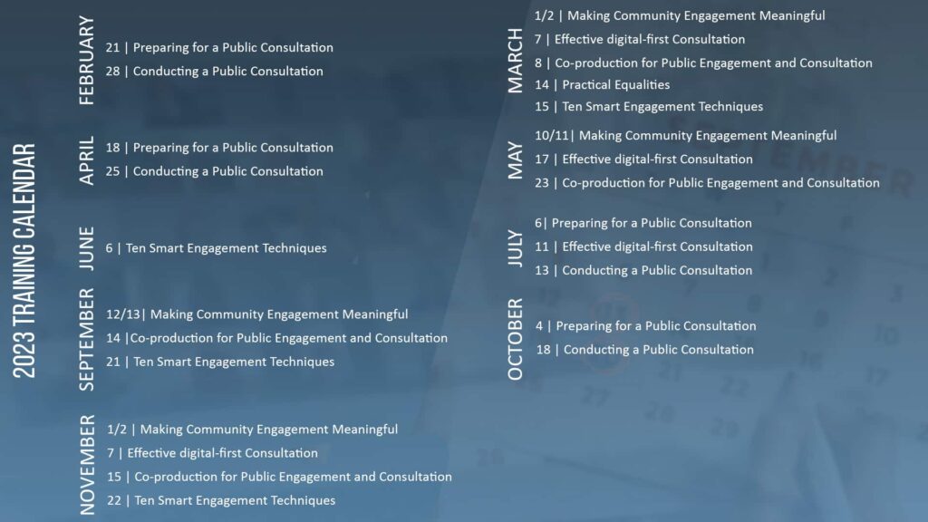 Training calendar 2023